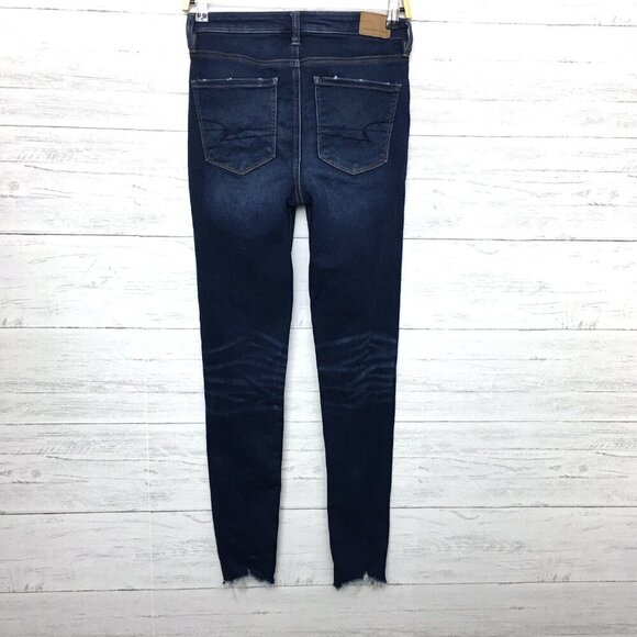 American Eagle Jeans Next Level Stretch Jeggings Super High Rise Distressed 2L - Picture 2 of 9